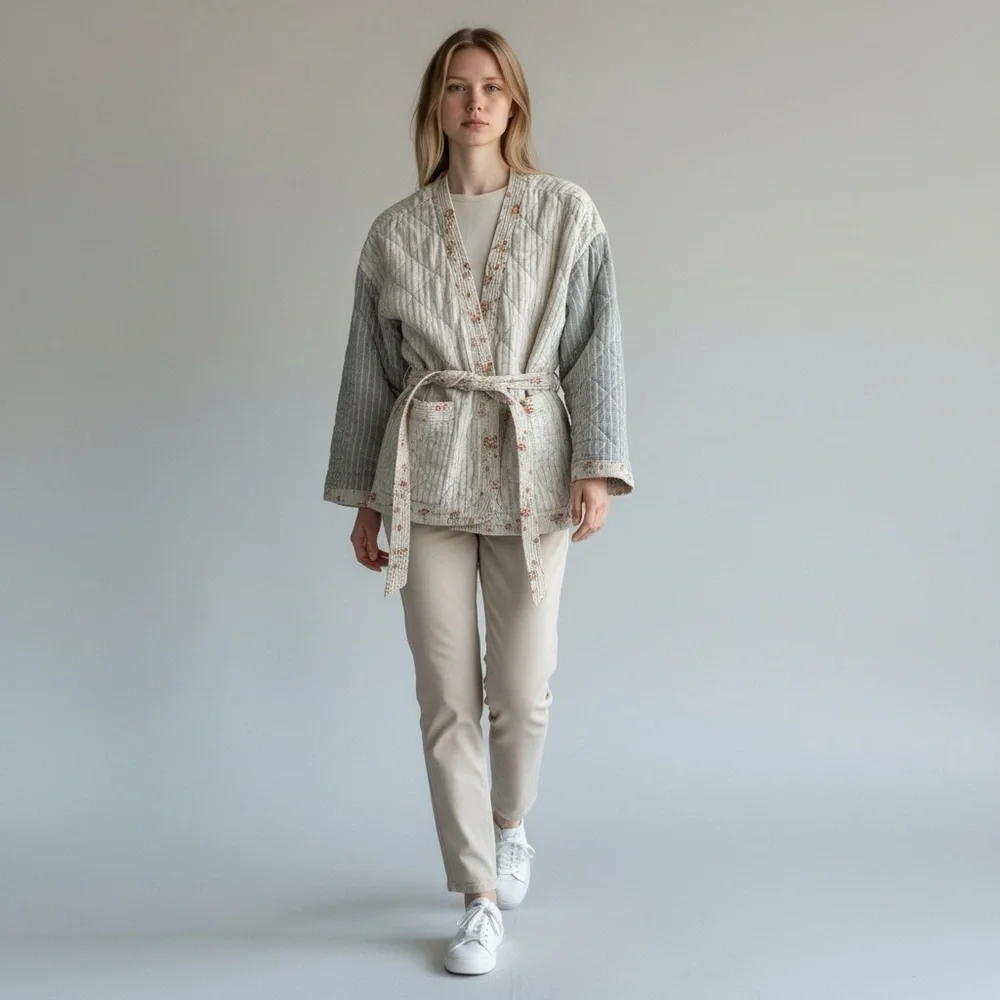 The Madewell x The New Denim Project Patchwork Wrap Jacket Size Large - Picture 2 of 11